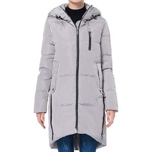 Orolay Grey Down Jacket Hooded Winter Coat Puffer